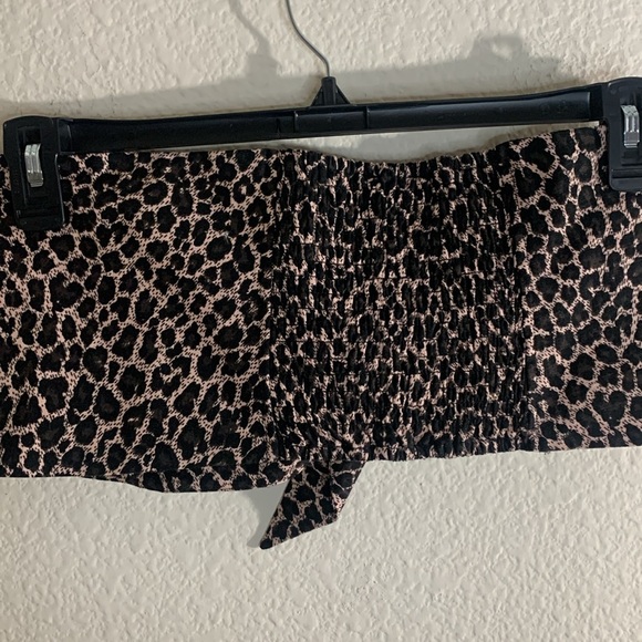 New With Tags Express women Linen-Blend Tie Front Bandeau Top. - Picture 5 of 5